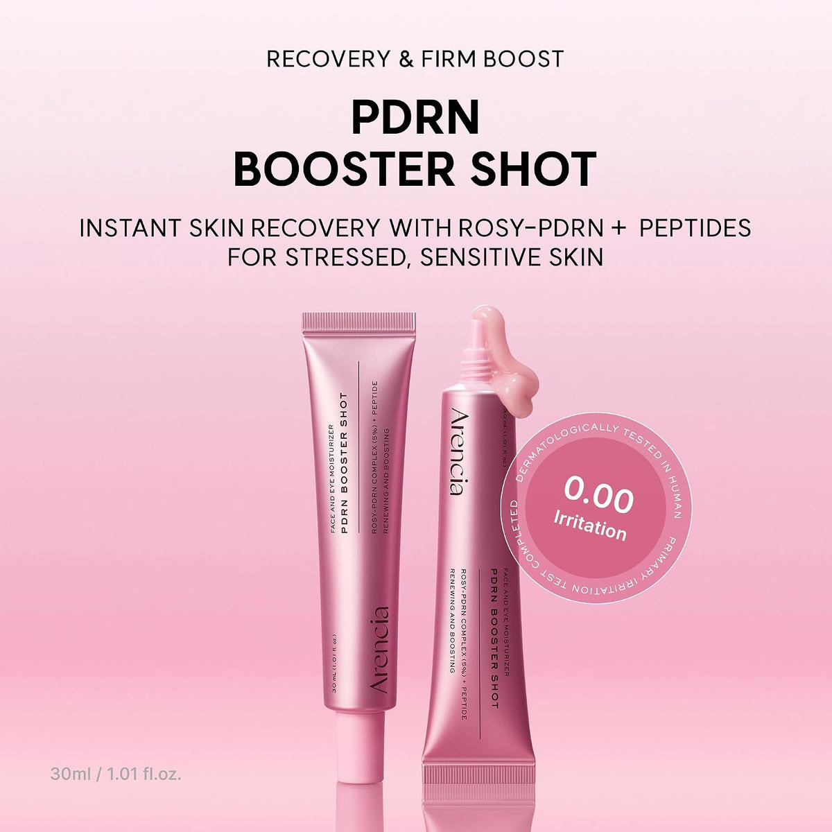 Arencia PDRN Booster Shot Serum, Rosy-PDRN & Peptides for Glowy, Healthy Skin, 30ml